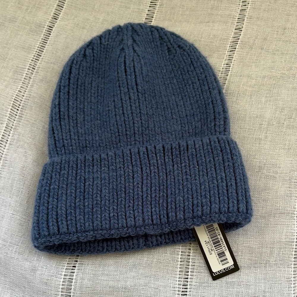 Lulu's Blue Knit Hat Classic Winter Accessory